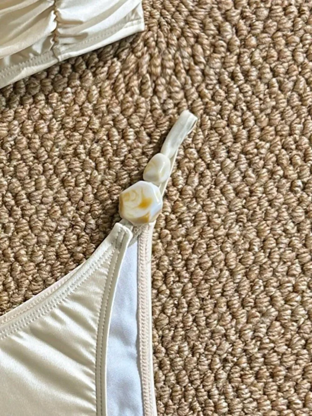 Apricot Sexy Women's Beach Satin Shell Decor Bikini Set
